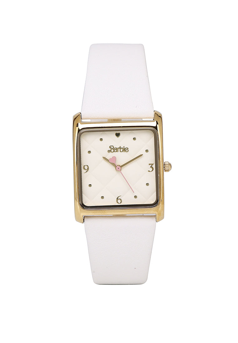 Barbie Dolled Up  Gold Leather Analog Watch (White)
