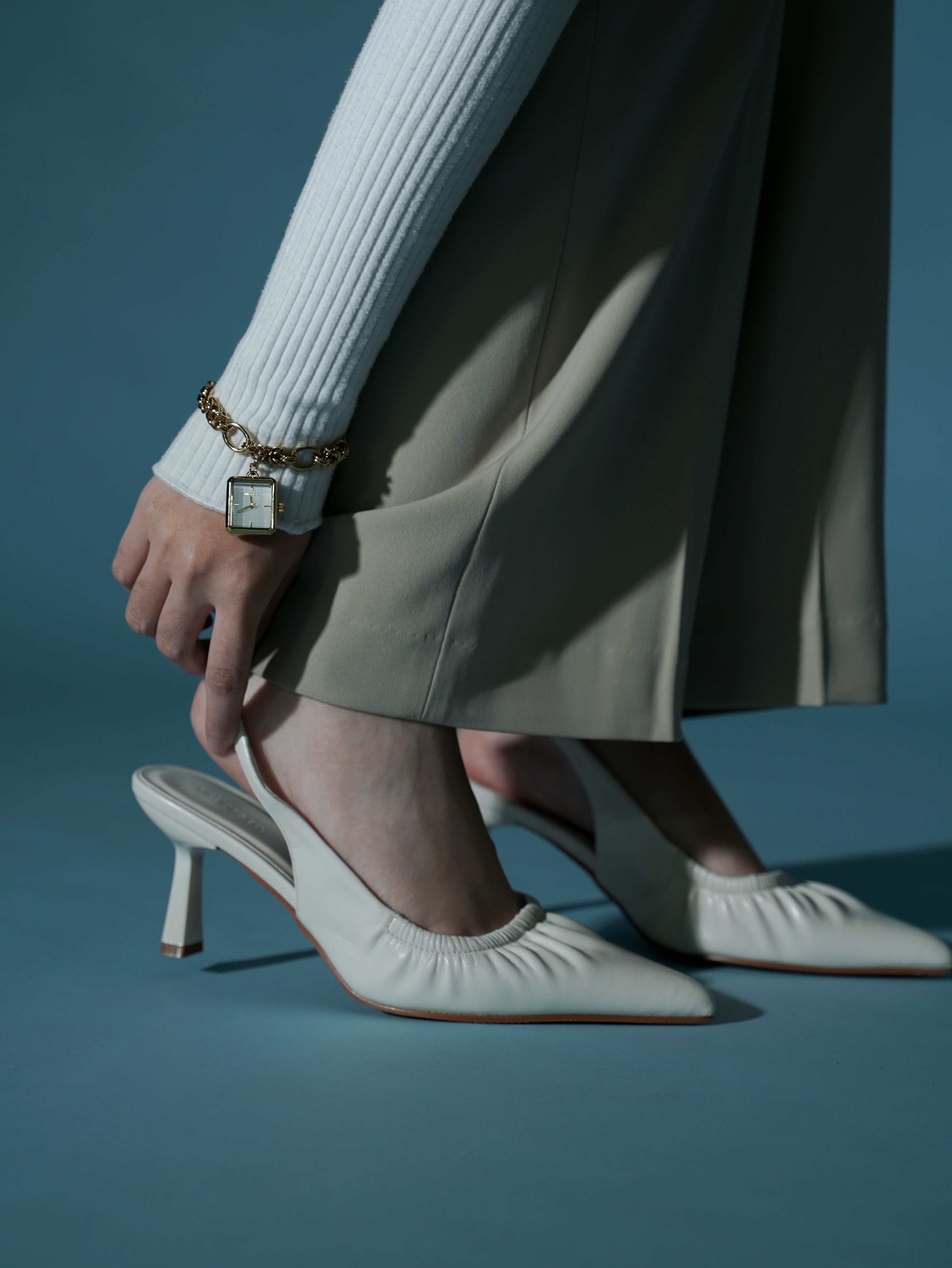 Anais Crinkle Gathered Heels (White)