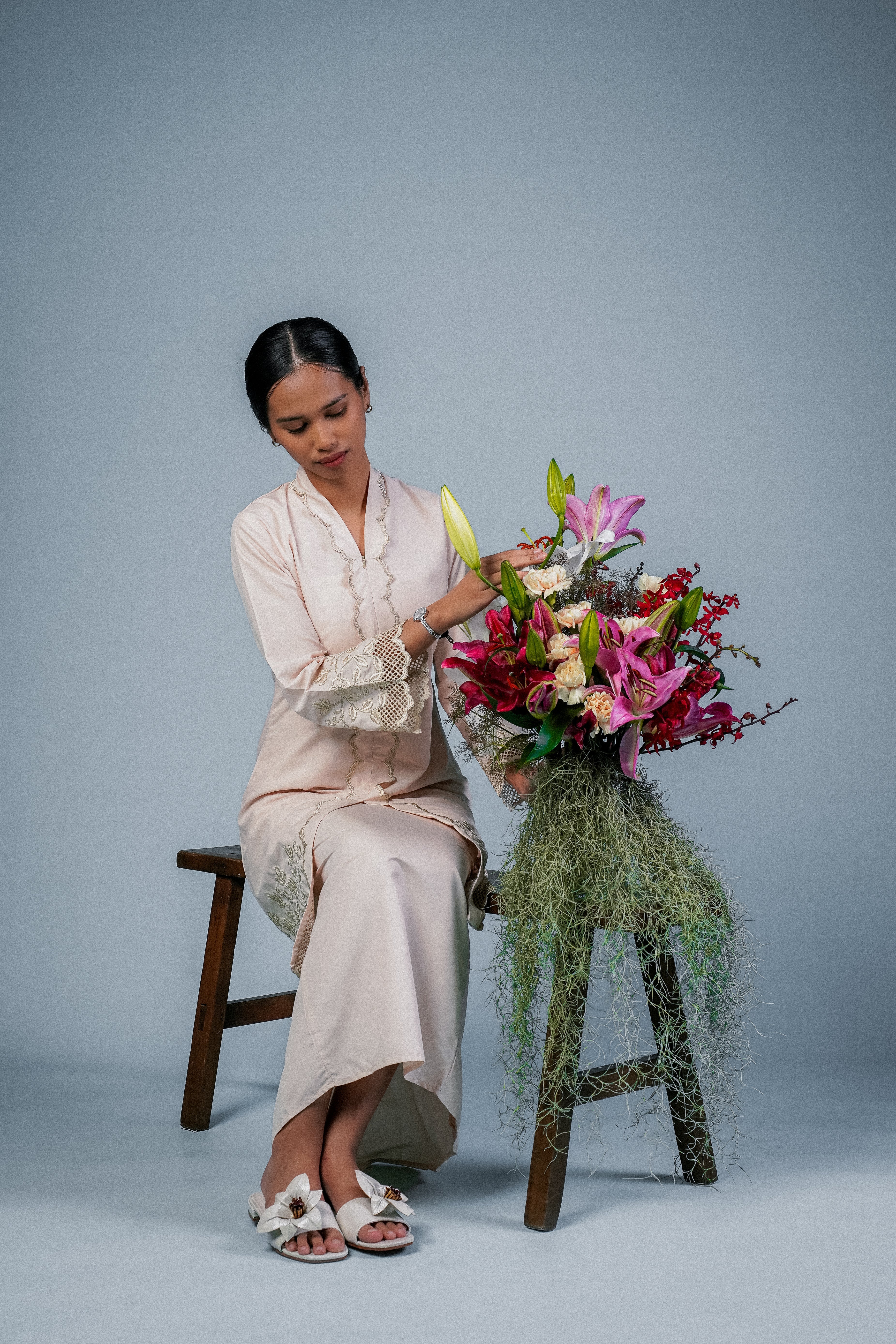 Rowan Floral Sandals (White)