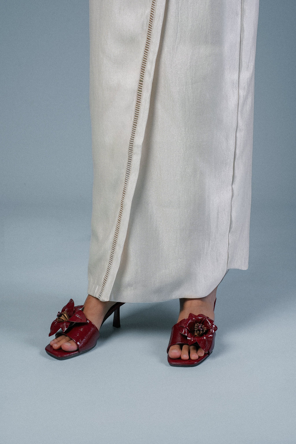 Reese Floral Sandals Heels (Maroon)