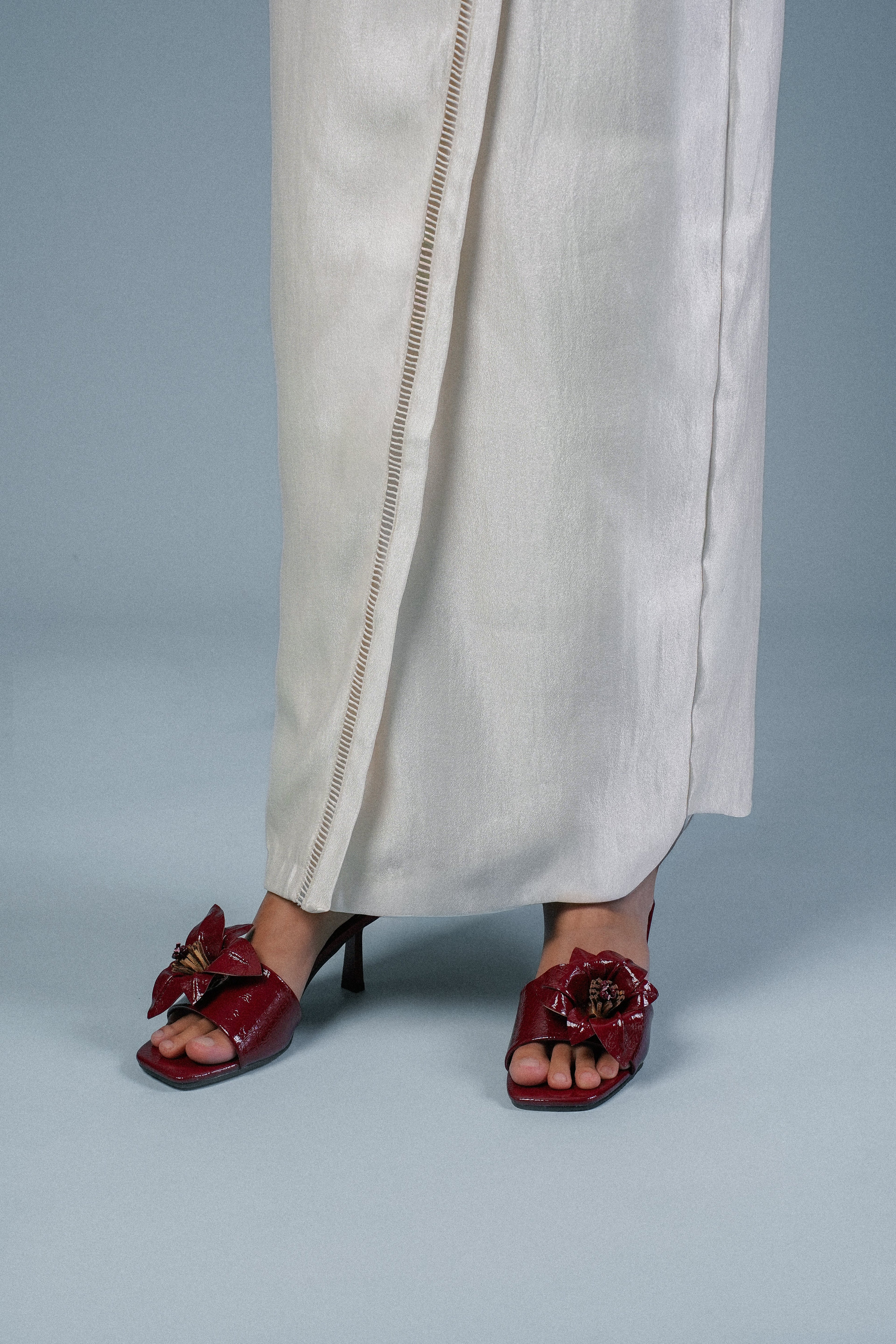 Reese Floral Sandals Heels (Maroon)