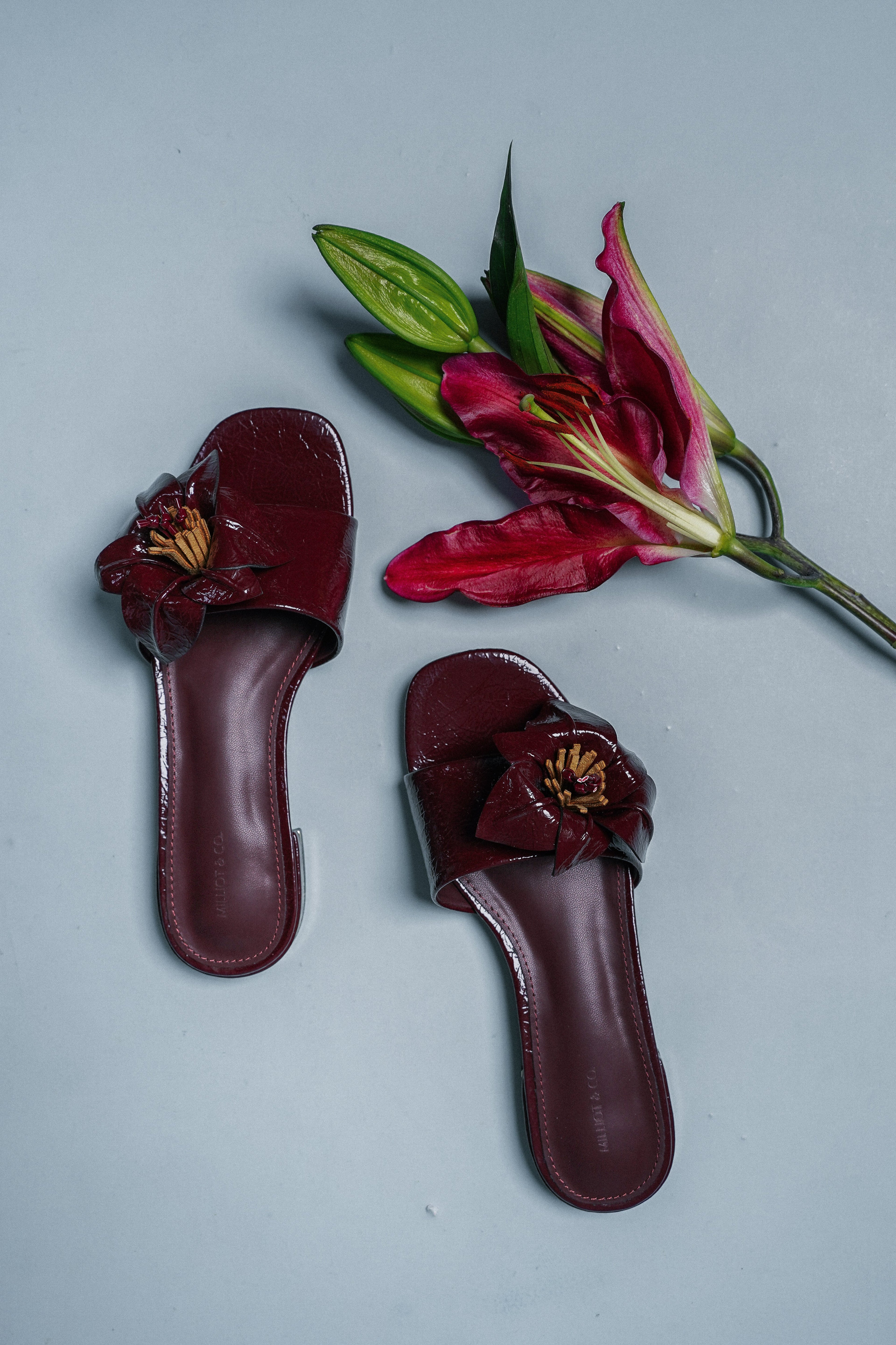 Rowan Floral Sandals (Burgundy)
