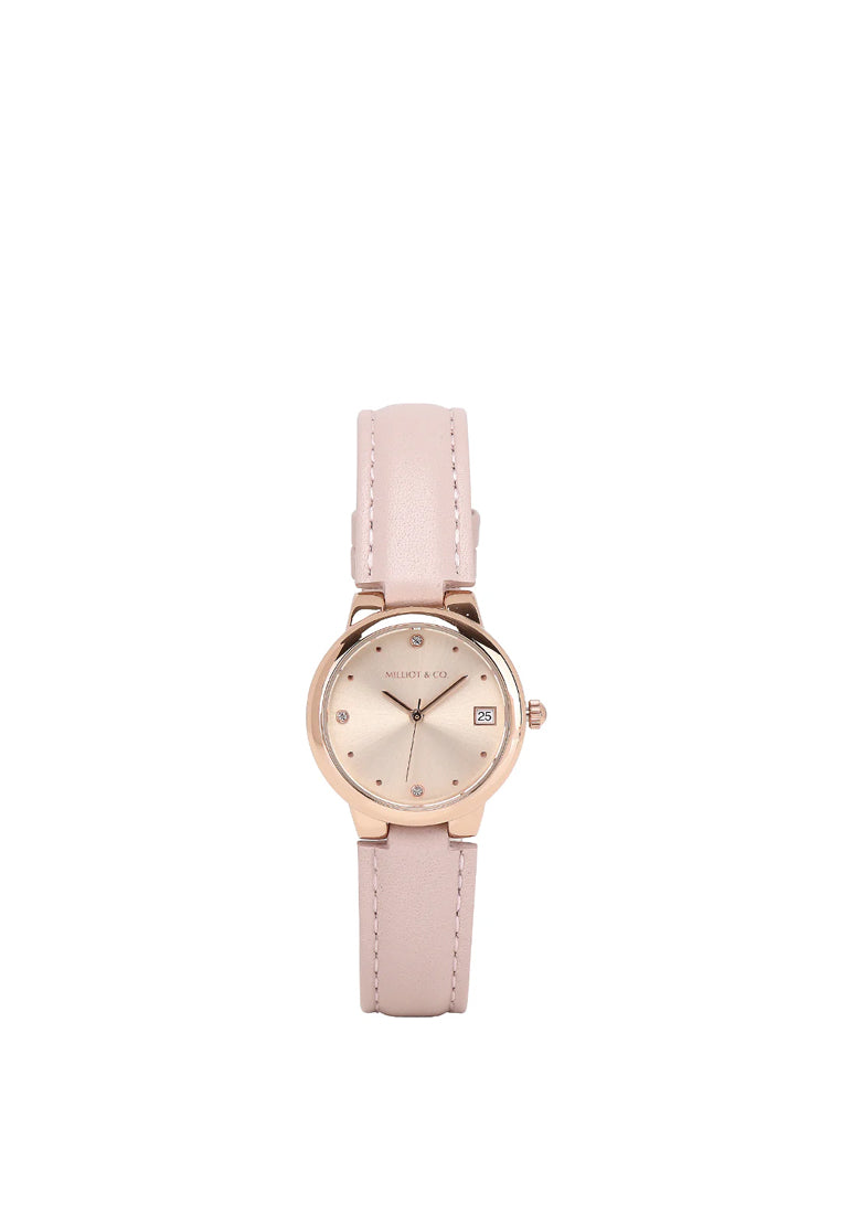 Freja Rose Gold Leather Analog Watches (Pink)