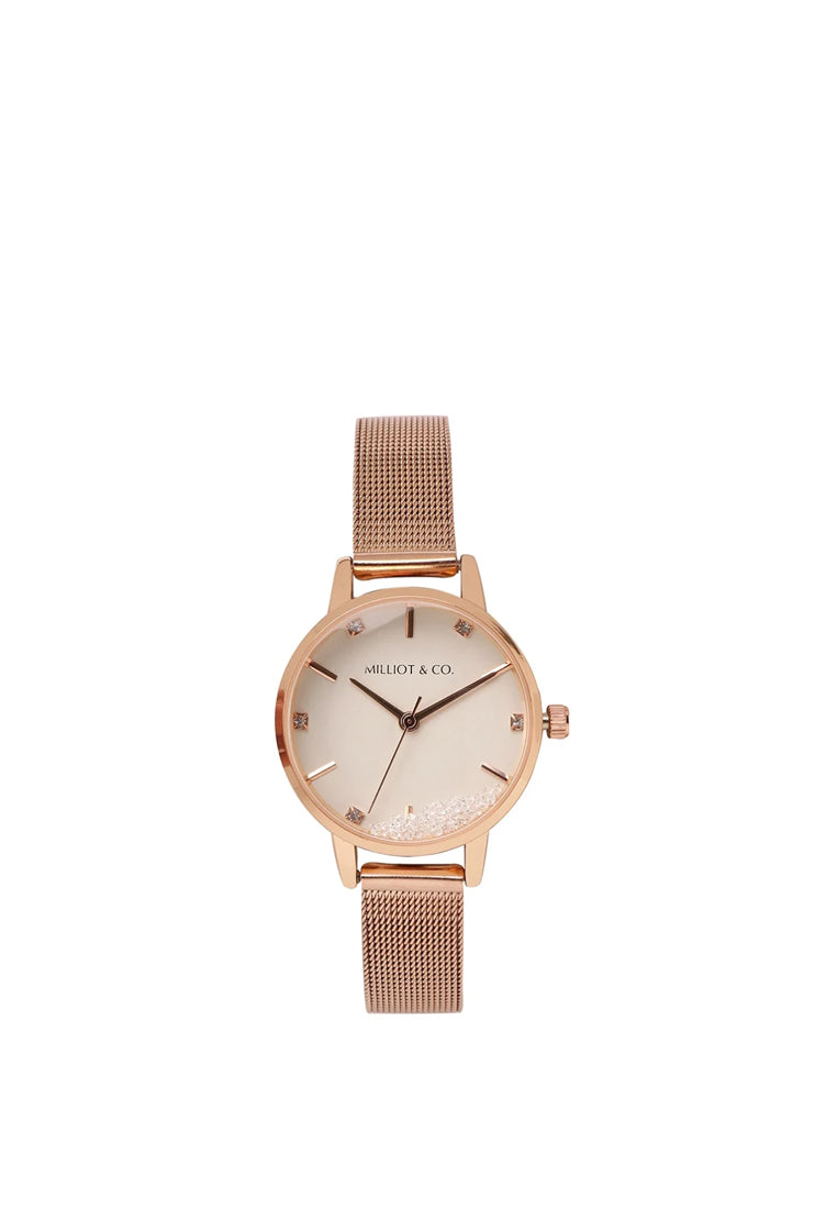 Harper Rose Gold Mesh Strap Watch (Salmon)