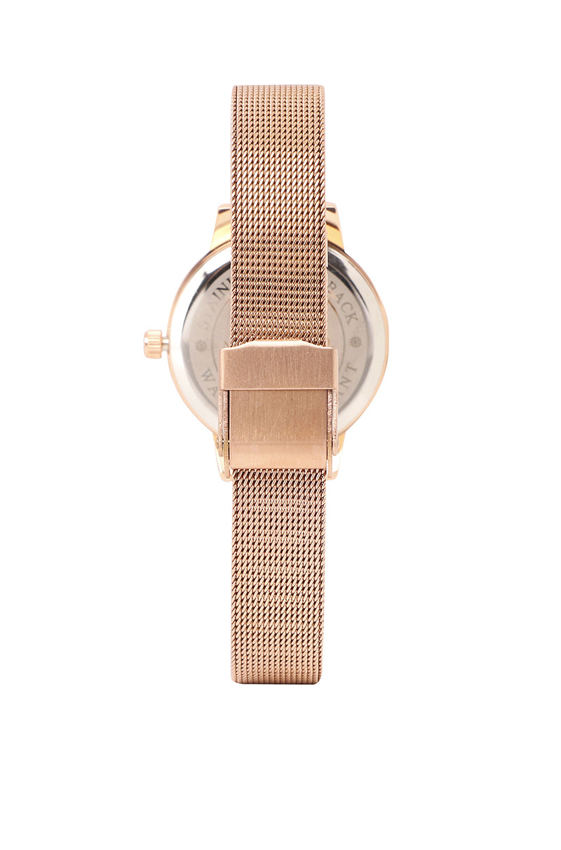 Harper Rose Gold Mesh Strap Watch (Salmon)