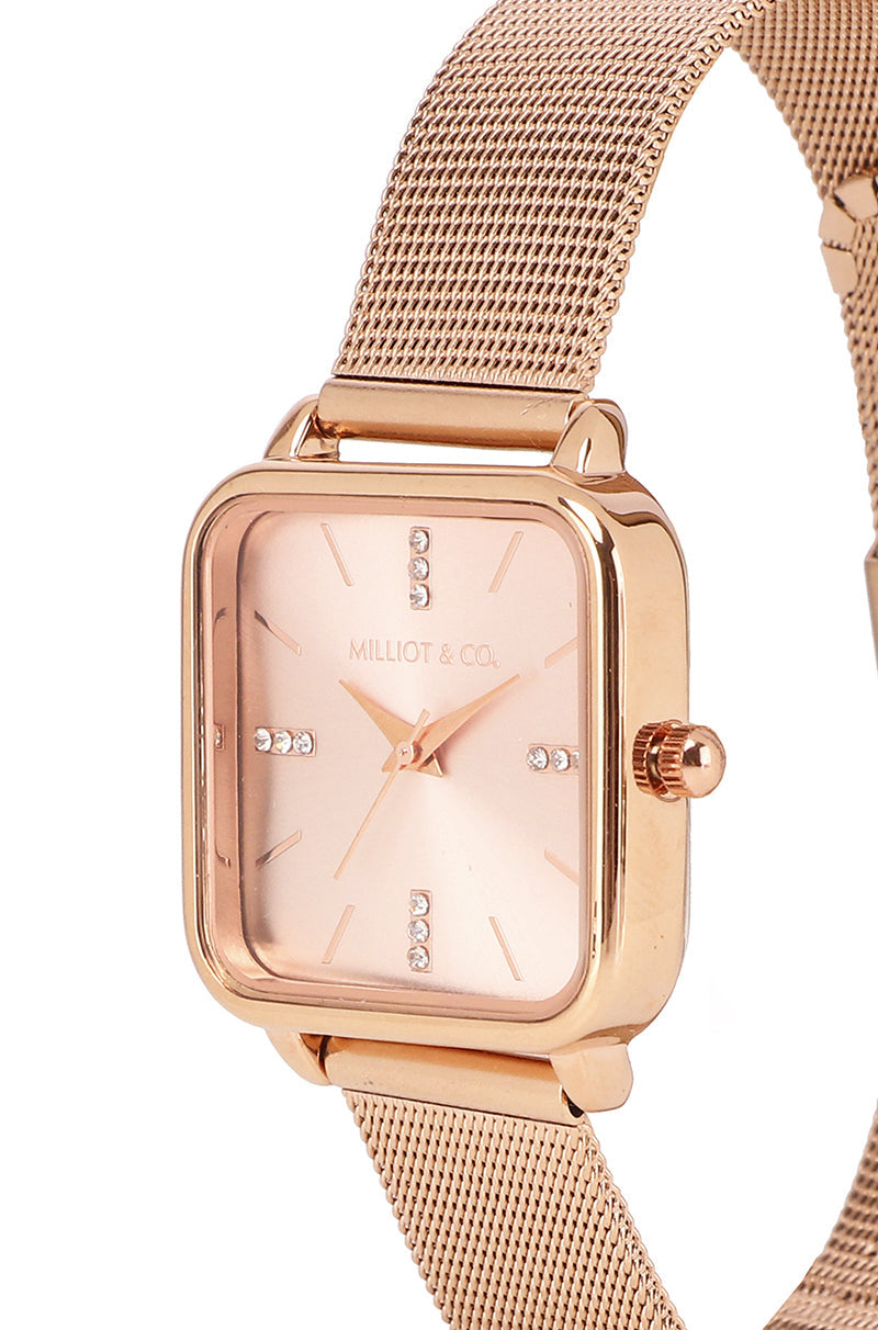 Roux Watch With 2 Straps Metal Analog (Rose Gold/Pink)