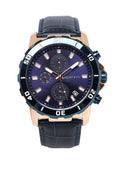 Antonio Rose Gold Leather Watch (Navy)
