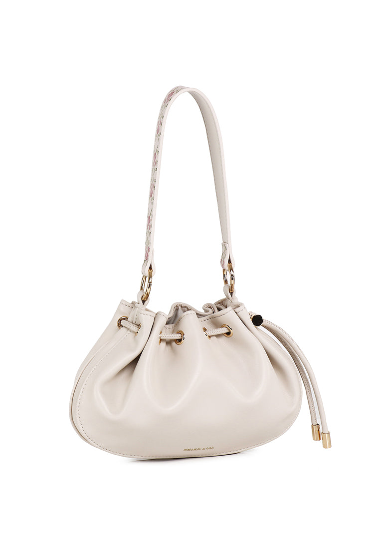 Harriet Petite Drawstring Bucket Bag (Beige)