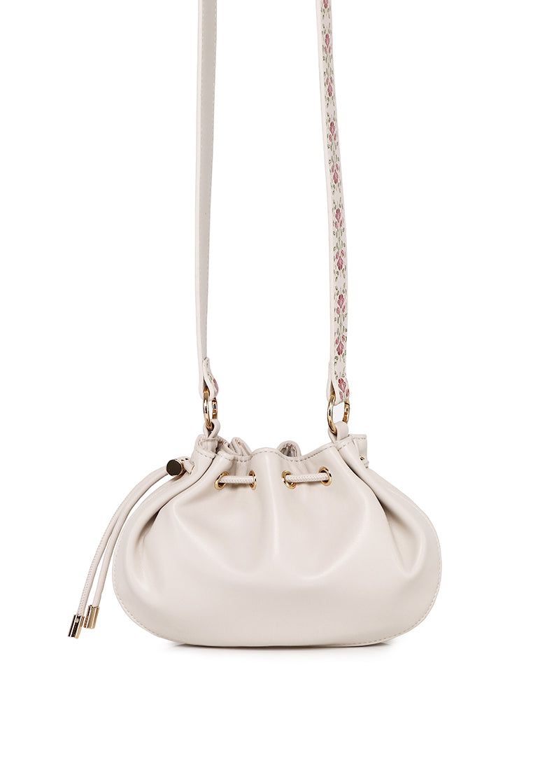 Harriet Petite Drawstring Bucket Bag (Beige)