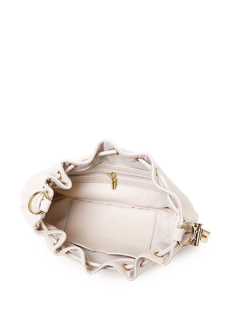 Harriet Petite Drawstring Bucket Bag (Beige)