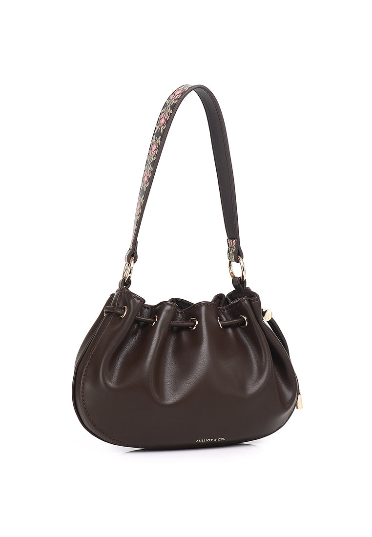 Harriet Petite Drawstring Bucket Bag (Coffee)