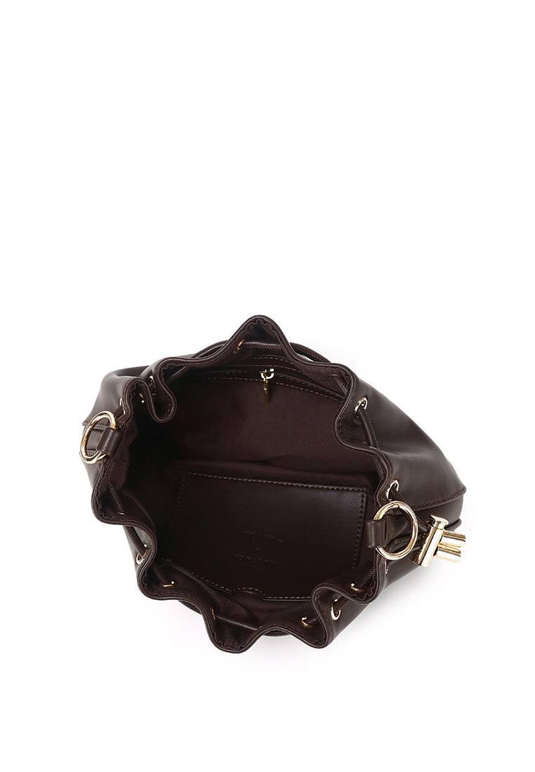 Harriet Petite Drawstring Bucket Bag (Coffee)