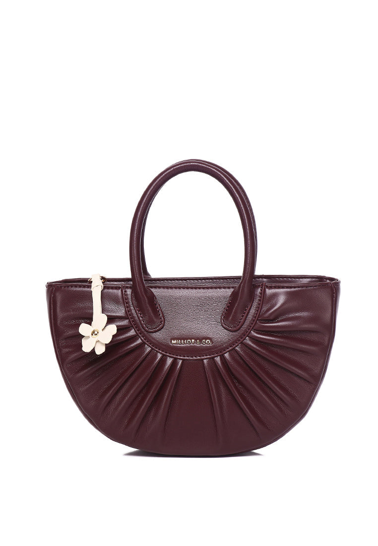 Bliss Bea Pleated Handbag (Maroon)
