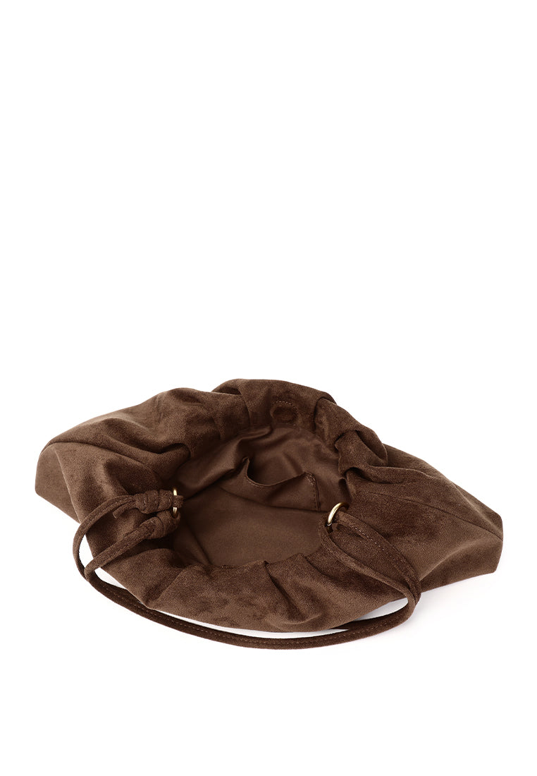 Esme Soft Pleat Shoulder Bag (Espresso)