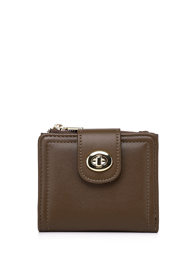 Lizzy Turn-Lock Top Zip Mini Wallet (Coffee)