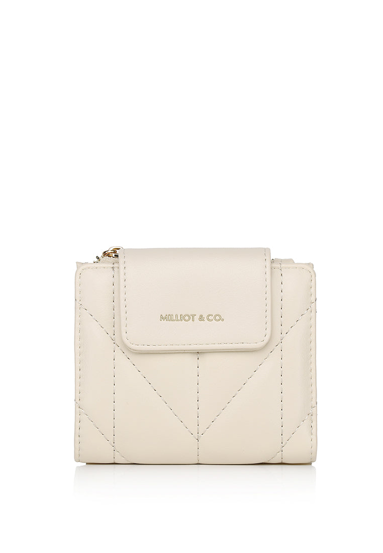 Viean Quilted Top Zip Mini Wallet (Beige)