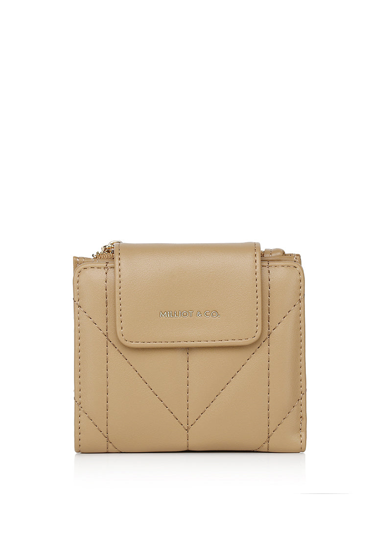Viean Quilted Top Zip Mini Wallet (Burlywood)