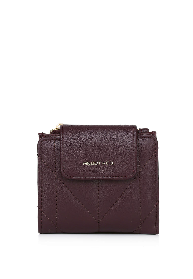 Viean Quilted Top Zip Mini Wallet (Maroon)