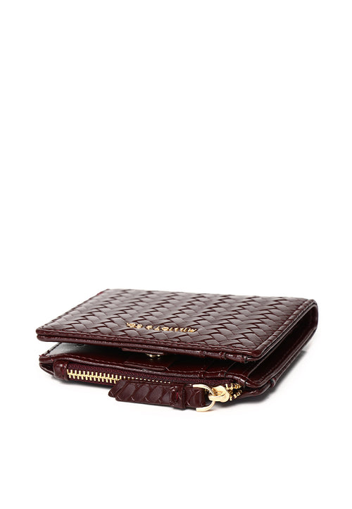 Billie Woven Top Zip Wallet (Burgundy)