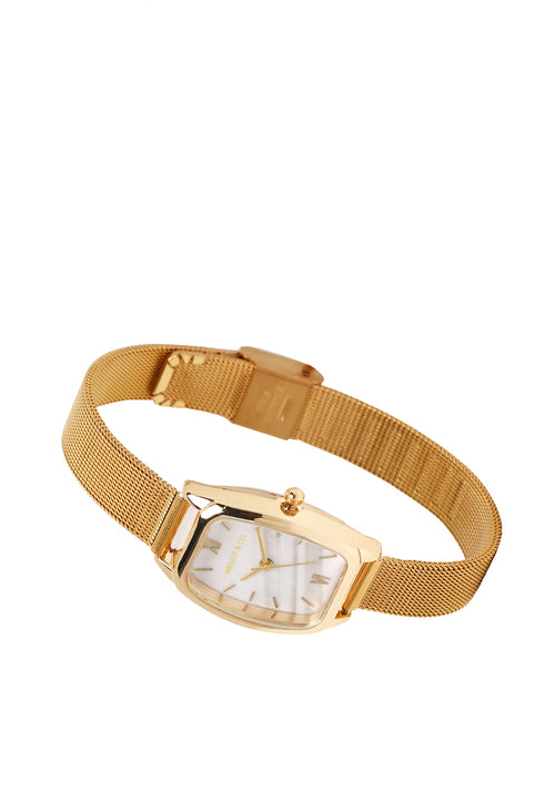 Amanda Stainless Steel Mesh Strap Watch (Gold)