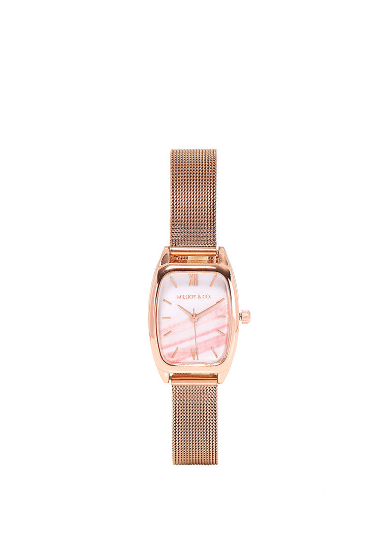 Amanda Stainless Steel Mesh Strap Watch  (Rose Gold)