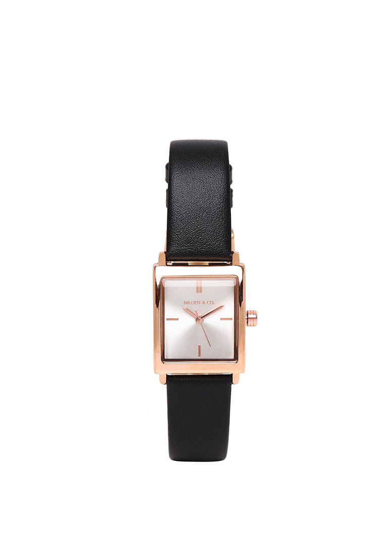 Sima Rose Gold Leather Analog Watches (Black)