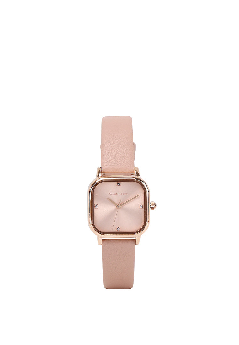 Adelie Rose Gold Leather Analog Watches (Nude)