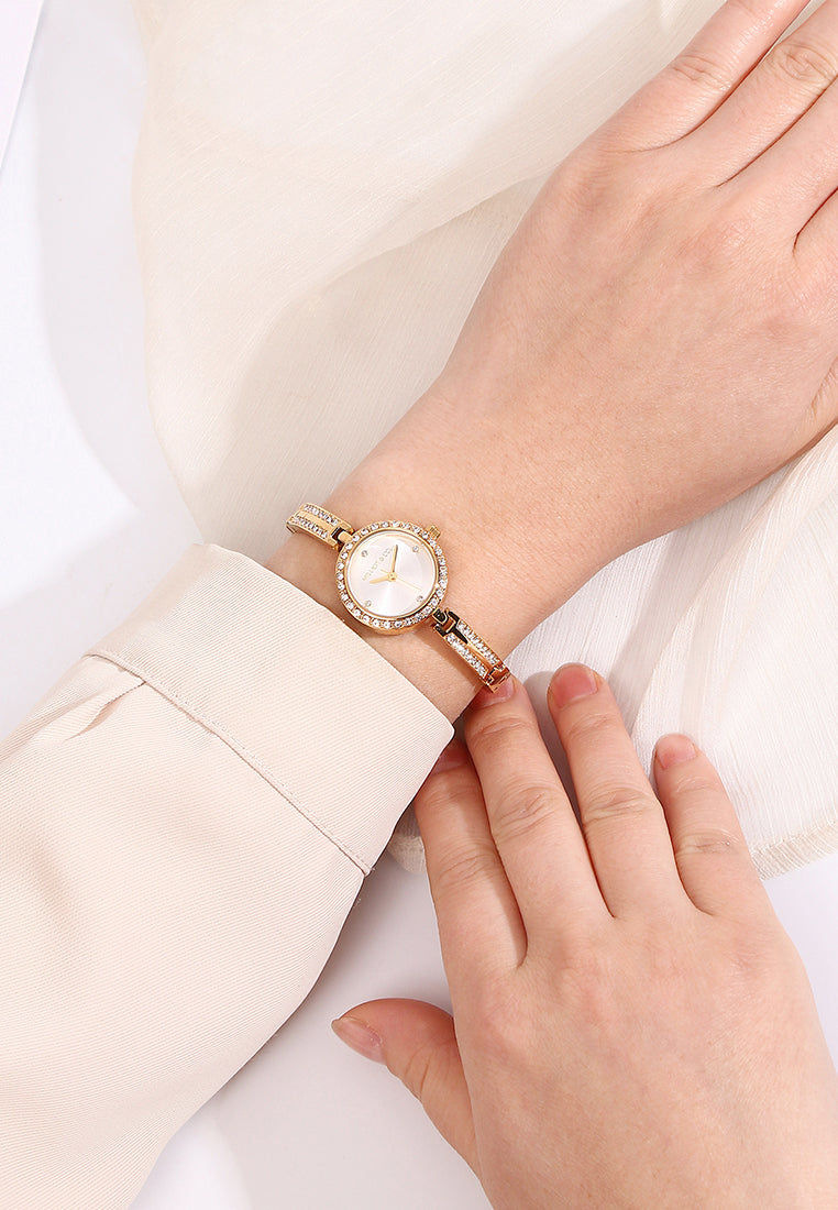 Yuna Rhinestone Analog Watch (Gold)