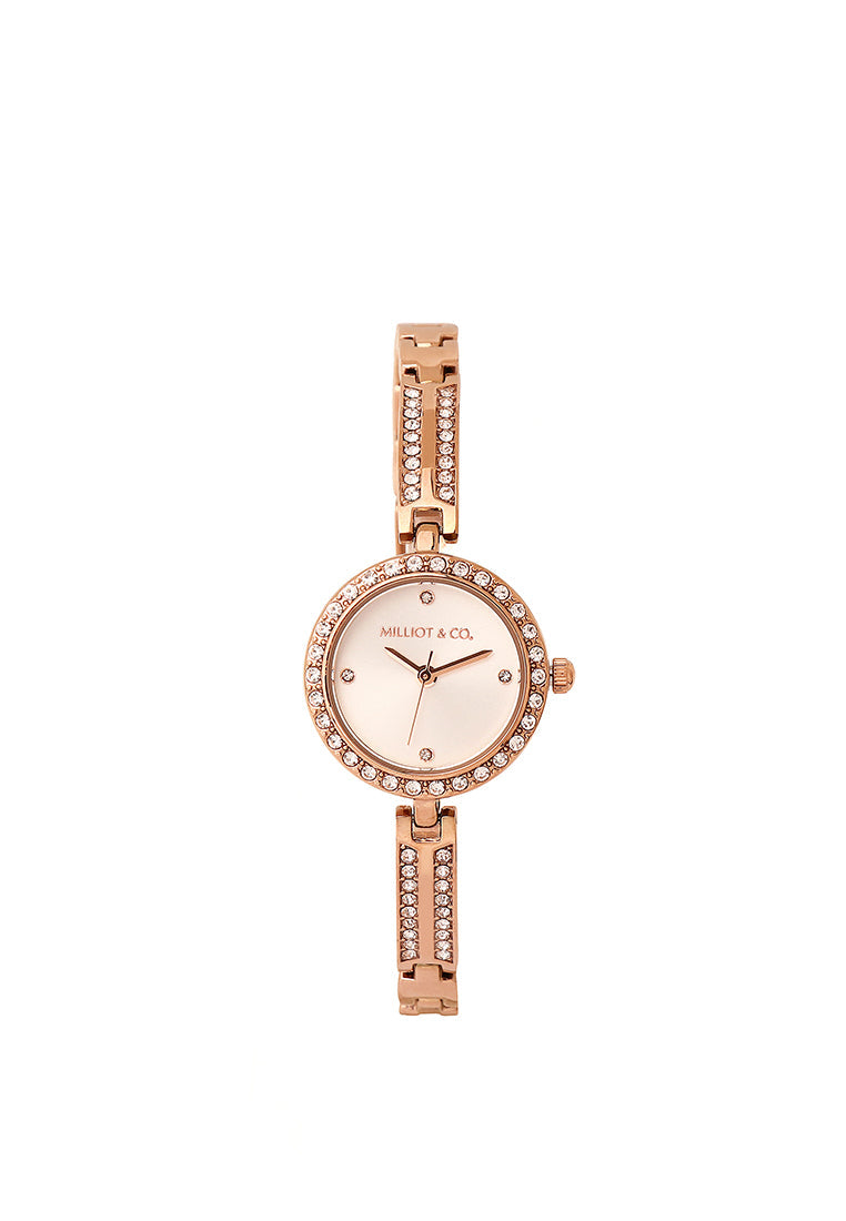 Yuna Rhinestone Analog Watch (Rose Gold)