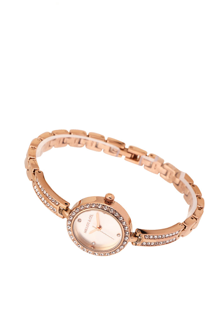 Yuna Rhinestone Analog Watch (Rose Gold)