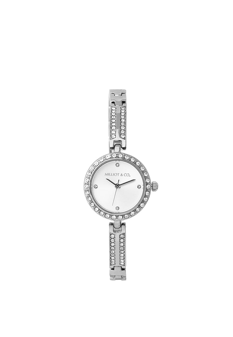 Yuna Rhinestone Analog Watch (Silver)