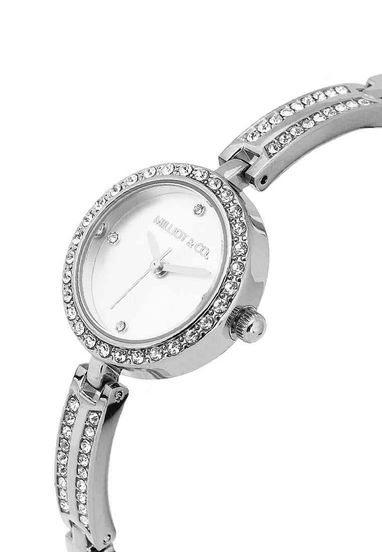 Yuna Rhinestone Analog Watch (Silver)
