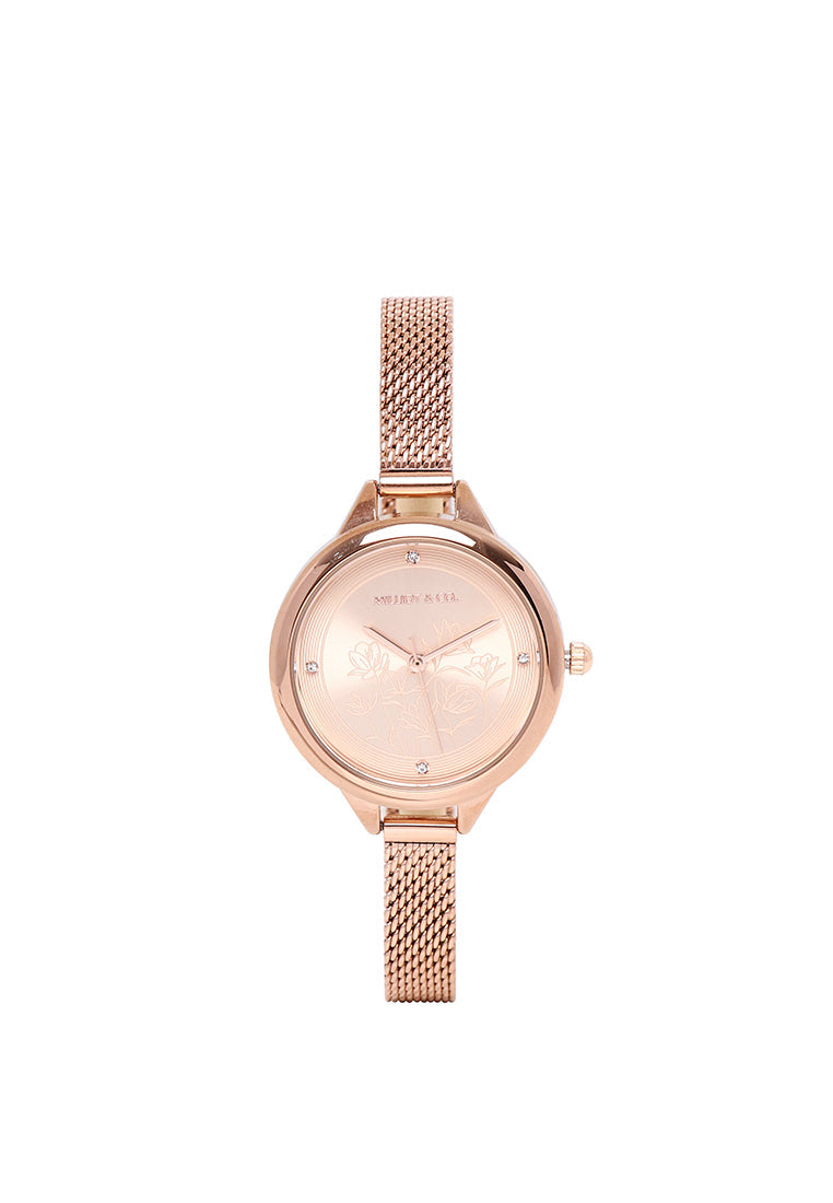 Vera Mesh Strap Analog Watch (Rose Gold)
