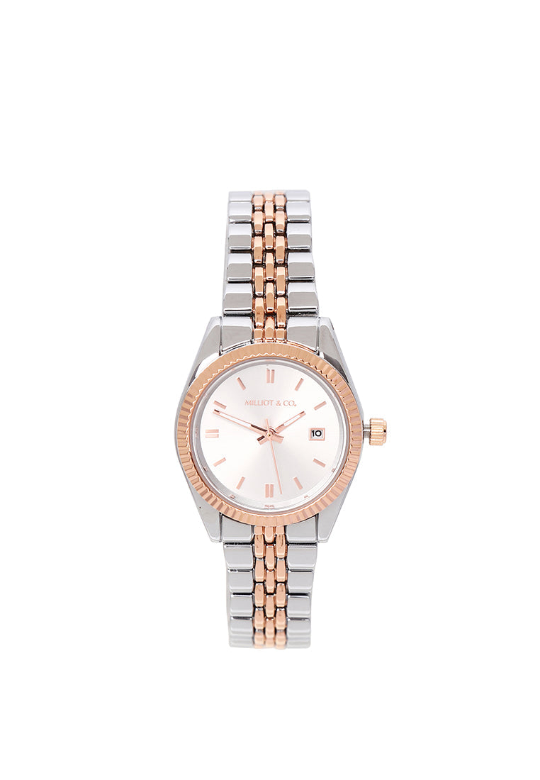Darcy Metal Strap Analog Watch (Silver/Rose Gold)