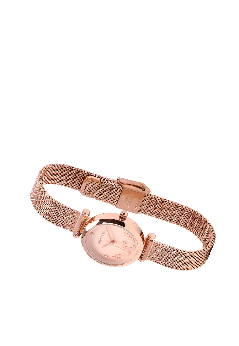 Cece Fleur Analog Mesh Strap Watch (Rose Gold)