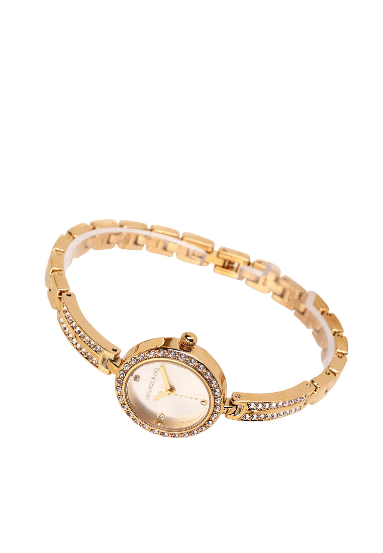 Sora Rhinestone Analog Watch with Bracelet Set (Gold)