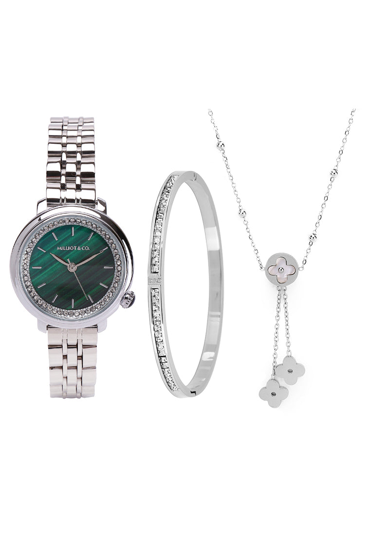 Ellysa Silver Metal Watch Gift Set (Silver)