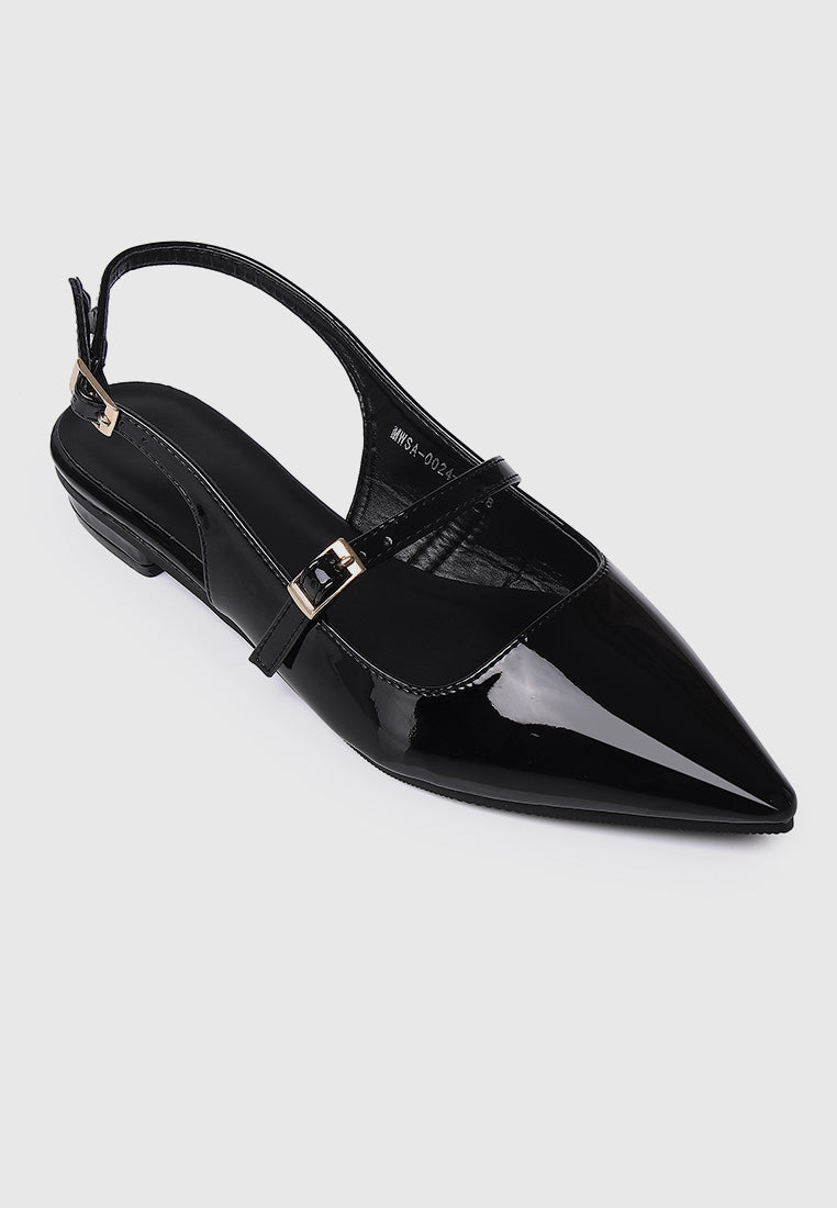 Aurelie Pointed Toe Flats & Ballerina (Black)