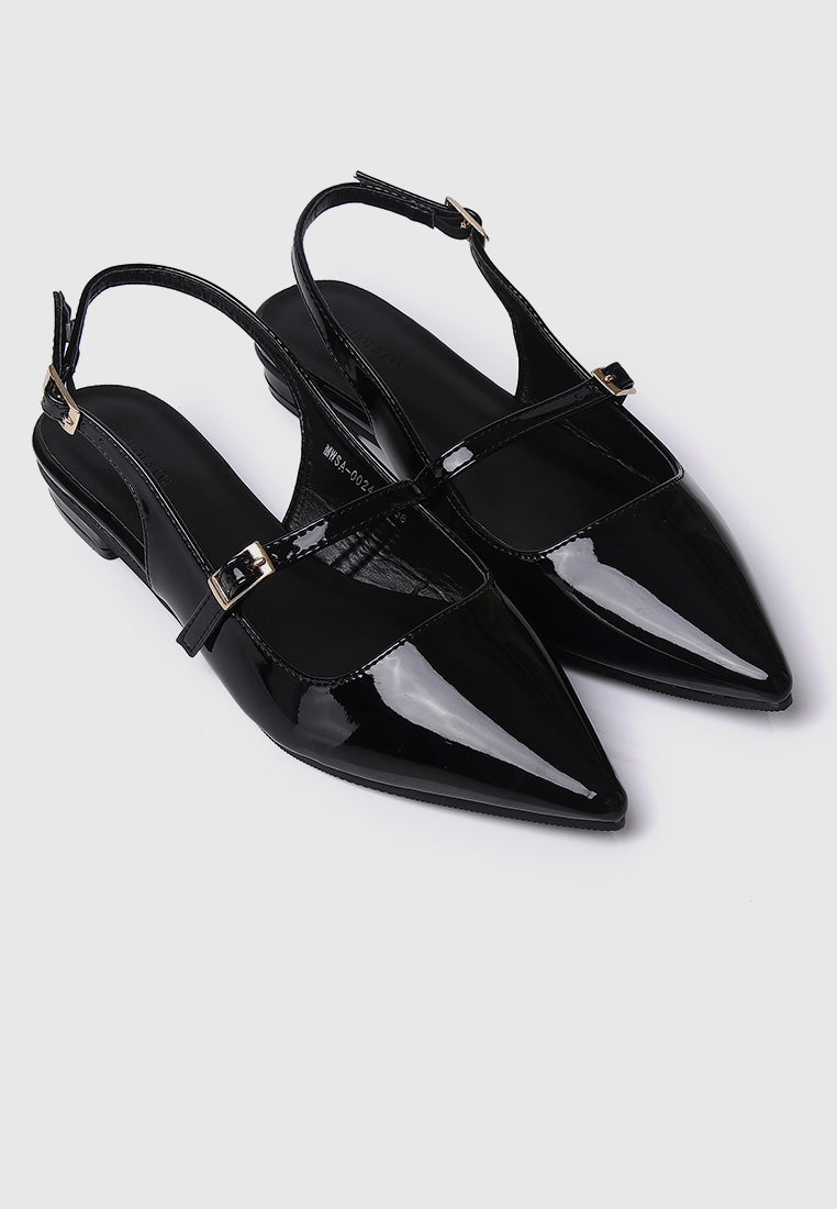 Aurelie Pointed Toe Flats & Ballerina (Black)