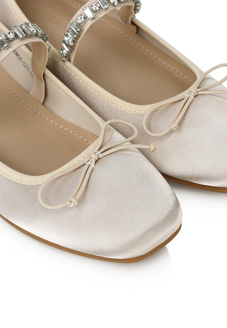 Celeste Crystal-Strap Ballerina & Flats (Nude)