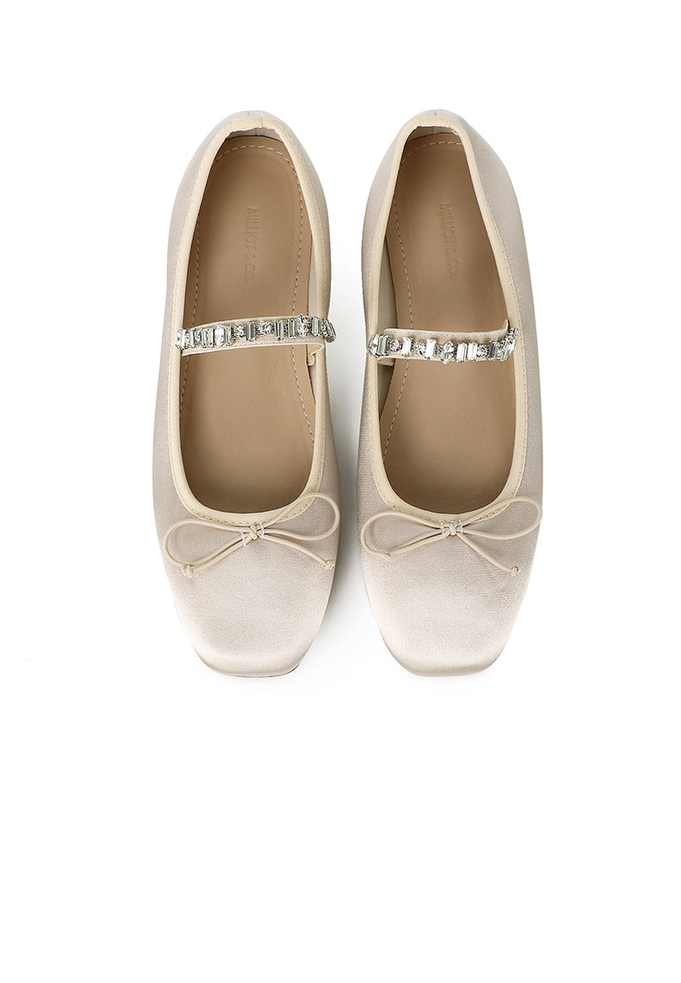 Celeste Crystal-Strap Ballerina & Flats (Nude)