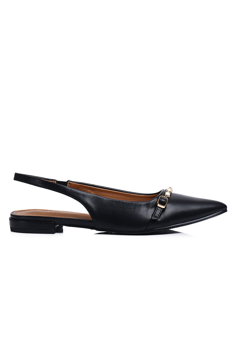 Clara Pointed Toe Ballerina & Flats (Black)