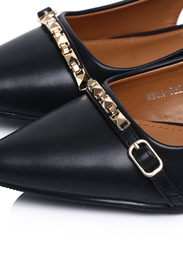 Clara Pointed Toe Ballerina & Flats (Black)