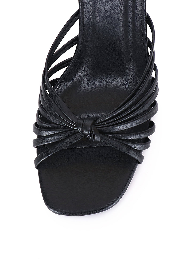Nazra Knotted Strappy Heels (Black)