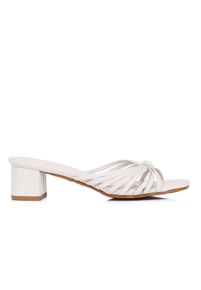 Nazra Knotted Strappy Heels (White)