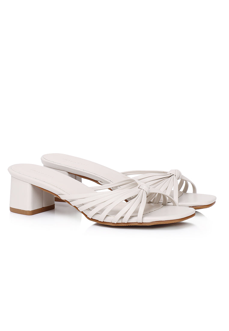 Nazra Knotted Strappy Heels (White)