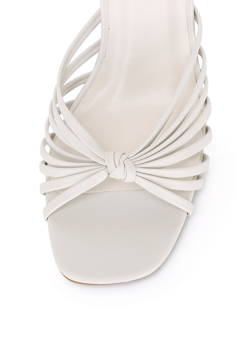 Nazra Knotted Strappy Heels (White)