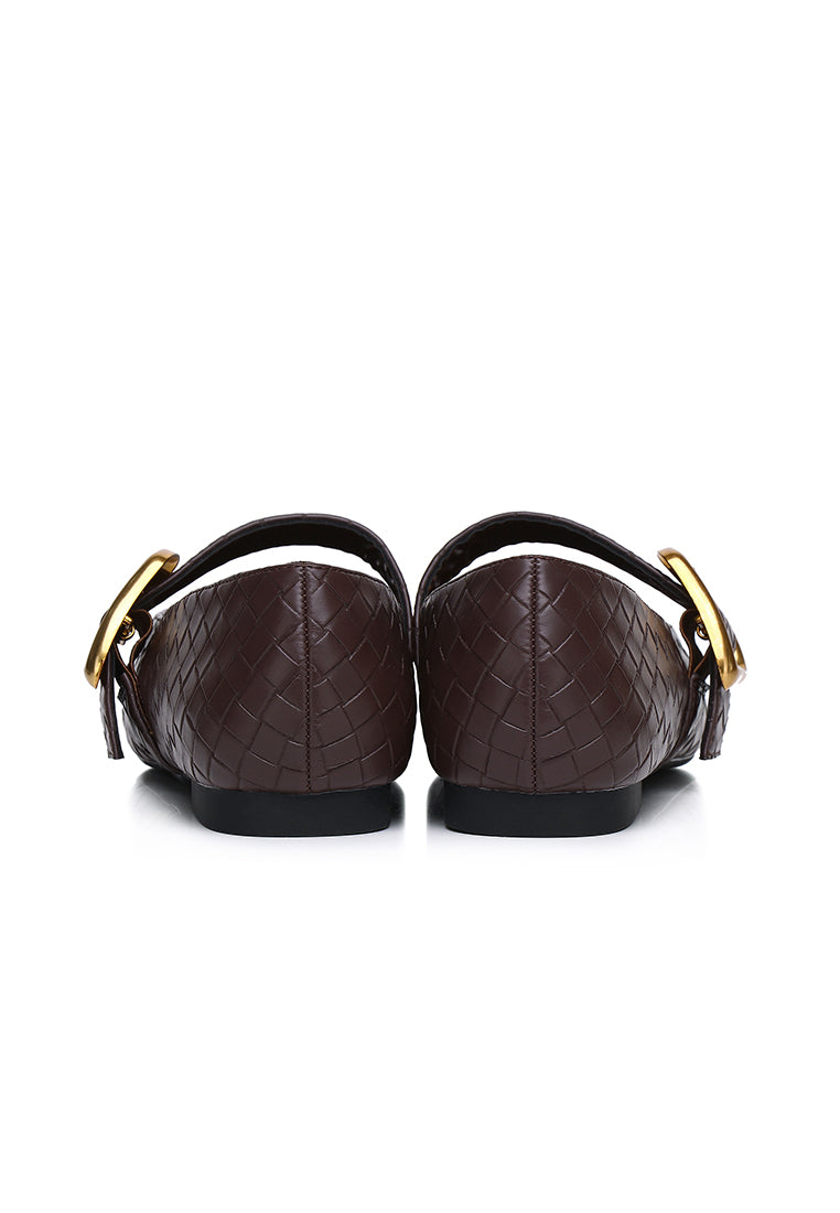 Shanzey Chucky Buckle Strap Ballerina & Flats (Espresso)