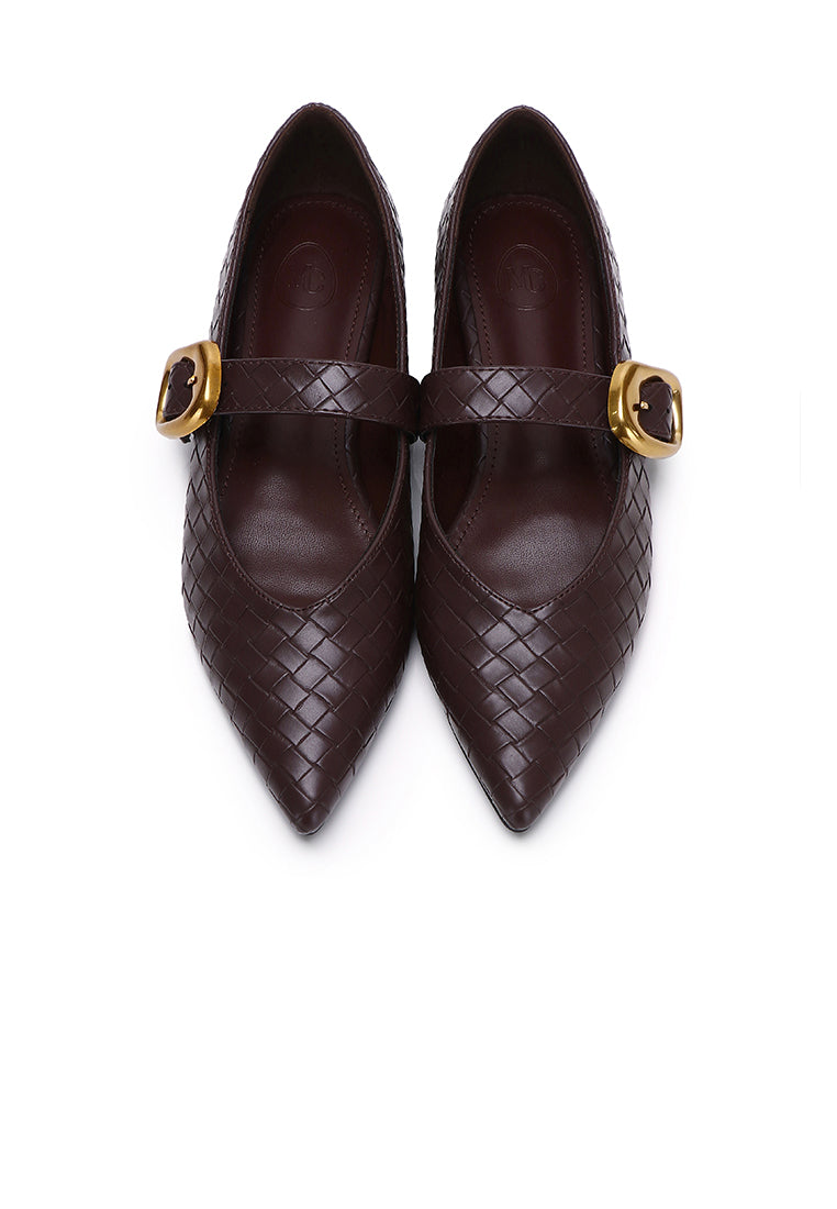 Shanzey Chucky Buckle Strap Ballerina & Flats (Espresso)