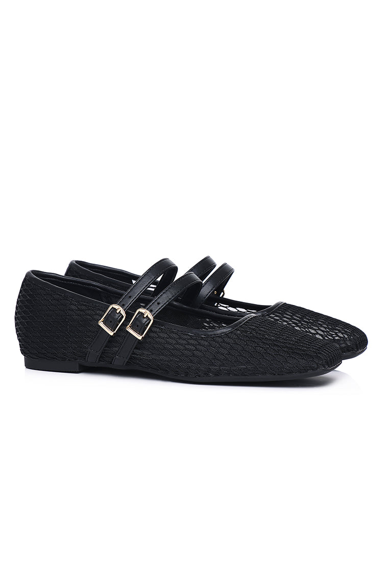 Mila Double Strap Ballerina & Flats (Black)